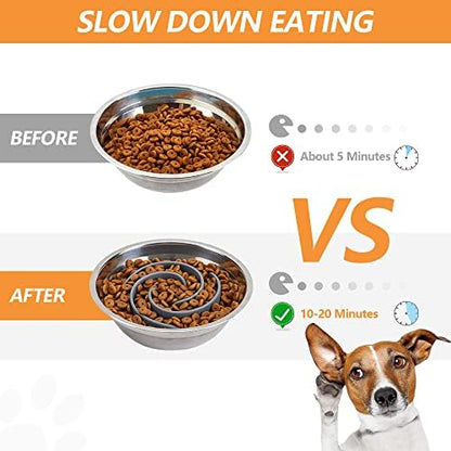 Slow Feeder Dog Bowls Insert, Animire Soft Silicone Slow Eating Dog Food Bowl for Small, Medium and Large Dogs, Compatible with Regular and Elevated Bowls - Image 2