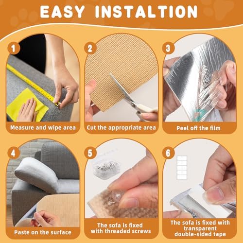 2Pack Cat Scratch Furniture Protector, Self-Adhesive, Khaki - Image 5