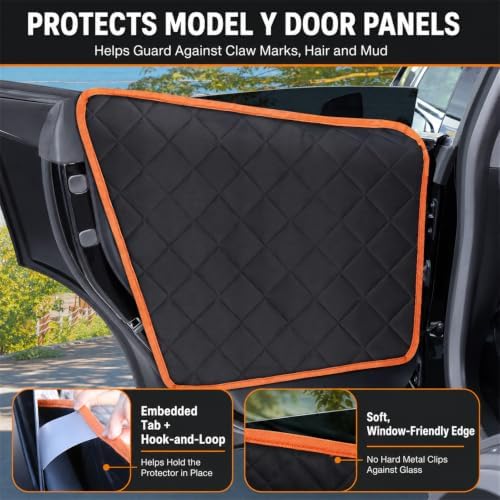 Back Seat Cover Compatible with Tesla Model Y, Custom-Fit Waterproof Bench Protector with 2 Door Covers, Nonslip Dog Seat Liner for Pets and Kids, No Chemical Odor, Black - Image 6
