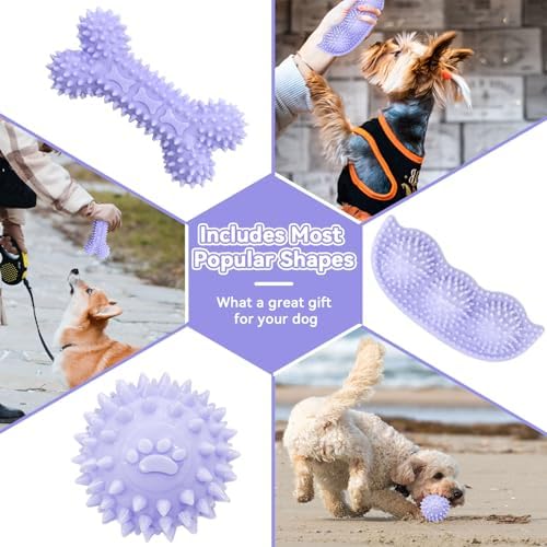 Petcare 6 Pack Puppy Teething Toys, Cute Purple Small Dog Chew Toys for Puppies 0-6 Months, Soft Rubber Rope Dog Teething Toys, Best Small Puppy Toys, Puppy Essentials Supplies - Image 3