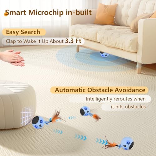 Cat Toys Ball, Smart Motion Sensor Moving Ball with 4 Sounds& 3 Speed Modes - Image 3