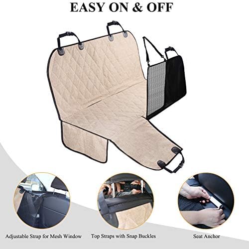 VIVAGLORY Dog Seat Cover Dog Hammock, Large, Heather Khaki - Image 5