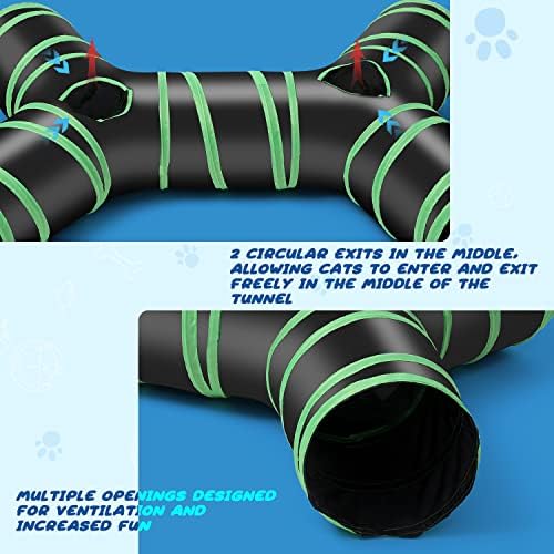 Upgraded Cat Tunnel Bone-Type, 4 Way Collapsible Cat Playhouse Pet Play Tunnel Tube with Storage Bag for Cats, Puppy, Rabbits, Ferret, Guinea Pig, Indoor and Outdoor Use - Image 4