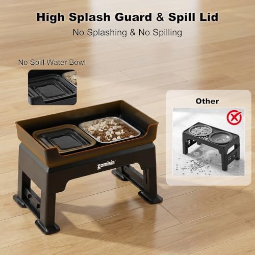 ZOMISIA Elevated Dog Bowls with No Spill Water Bowl, 6 Height Adjustable - Image 3