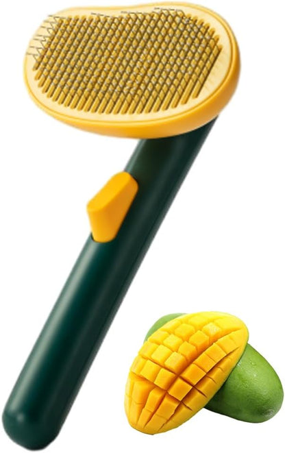 Cat Brush for Shedding, Mango Cat Brushes with Gentle Bristles and Release Button, Gentle Self Cleaning Pet Brush for Indoor Cats and Dogs Daily Grooming Tool During Shedding Season