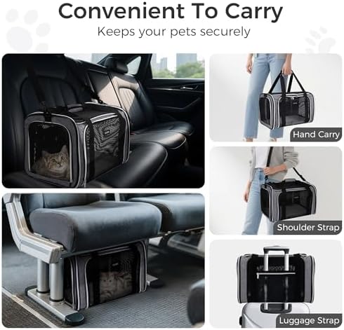 BAGLHER Pet Travel Carrier, Cat Carriers Dog Carrier for Small Medium Cats Dogs Puppies, Airline Approved Small Dog Carrier Soft Sided, Collapsible Puppy Carrier. Grey - Image 6