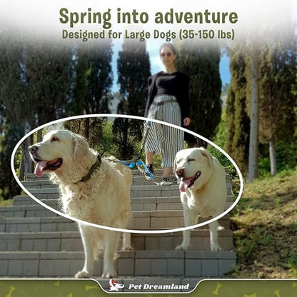 Pet Dreamland Exquisite Leash Coupler for Two Large Dogs with Tangle-Free Swivel. Dual Dog Attachment, Smooth Walks Guaranteed. You Will Absolutely Love This Amazing Gear for 2 Dogs (Grey & Blue) - Image 2
