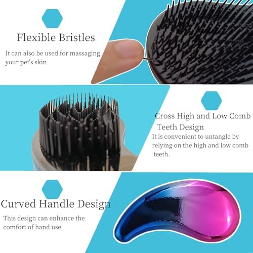 Comma-Shaped Small Dog Brush, Puppy Essentials (Gradient Color) - Image 3