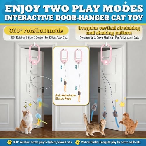 Interactive Cat Toy, Electric Cat Teaser, Door Clip, 2 Motion Modes,Pink - Image 4