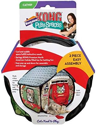 KONG PlaySpaces Bungalow Cat Hideaway - Hide and Seek Collapsible Tunnel with Toys - Image 3