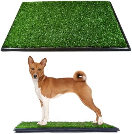 Downtown Pet Supply Dog Grass Pad with Tray, 20 x 25 - Outdoor and Indoor Potty System for Dogs with Replaceable Synthetic Grass Pee Turf - Portable and Waterproof Turf Dog Potty by DowntownPetSupply