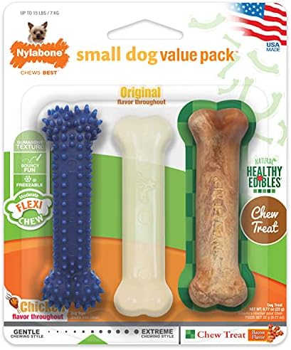 Nylabone Flexi Chew Small Dog Value Pack Dog Toys with Chew Treat, 3 Count by Nylabone