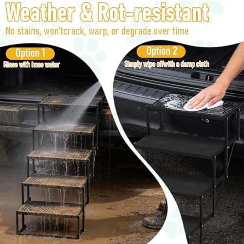 Dog Steps for Car, 5 Steps Foldable Dog Stairs for Large Dogs with Upgraded Non-Slip Surface, Pet Ramp Alternative, Heavy-Duty Plastic Pet Stairs for Vehicles, SUV, Truck, Lightweight & Portable - Image 6