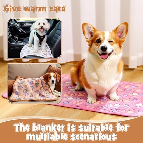 Tegeme 12 Pcs Puppy Blanket for Cat, 30 x 20 Inch, Pink,Beige,Camel - Image 4
