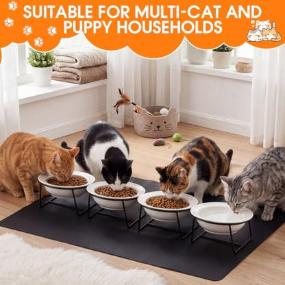 4 Set Elevated Ceramics Cat Food Water Bowls - Image 4