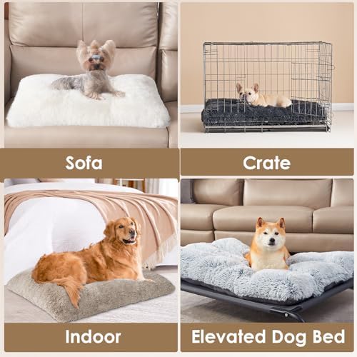 EHEYCIGA Fluffy Dog Crate Bed for Small Dogs, Plush Crate Pad, Taupe - Image 6