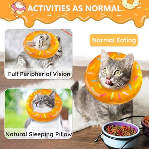 Hpetppy Cat Cone Collar Soft, Cat Recovery Collar for Wound Healing Cute Donut Adjustable Kittens Cones to Stop Licking Comfortable Lightweight Neck Elizabethan Collars for Cats Kittens After Surgery - Image 3