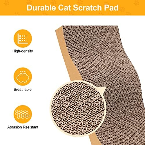 Poils bebe 5 PCS Cat Scratcher with Box, Reversible Cat Scratchers for Indoor Cats, Cardboard Cat Scratcher with Catnip, 2 Curved and 3 Flat Boards for Scratching Bed - Image 5