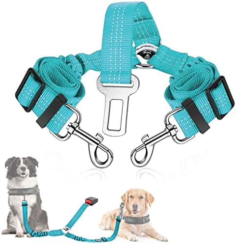 SlowTon Double Dog Seat Belt for Car with Elastic Bungee Buffer, Adjustable by SlowTon