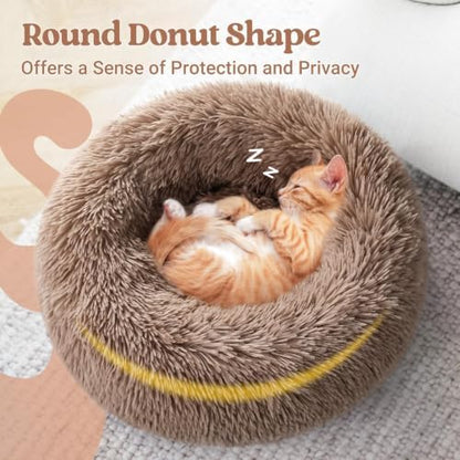 rabbitgoo Calming Cat Beds for Indoor Cats, 20 inches, Light Brown - Image 4