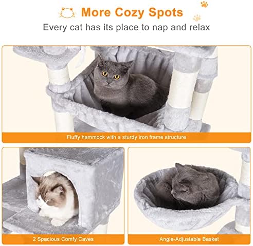 Heybly Cat Tree, 70 inches Tall Cat Tower for Indoor Large Cats HCT032W - Image 2