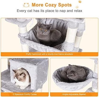 Heybly Cat Tree, 70 inches Tall Cat Tower for Indoor Large Cats HCT032W - Image 2