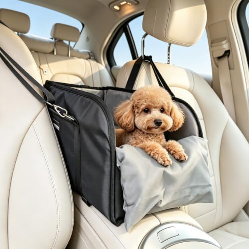 Foldable Dog Car Travel Seat，Suitable for Small Dogs up to 11 lbs by KISENG