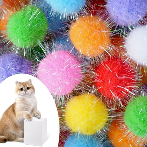 DF DUALFERV 30 Pcs Cat Pom Pom Balls, 1.5 Inch Multicolor by DF+DUALFERV