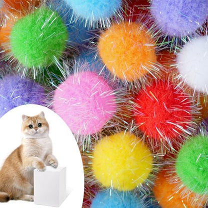 DF DUALFERV 30 Pcs Cat Pom Pom Balls, 1.5 Inch Multicolor by DF+DUALFERV