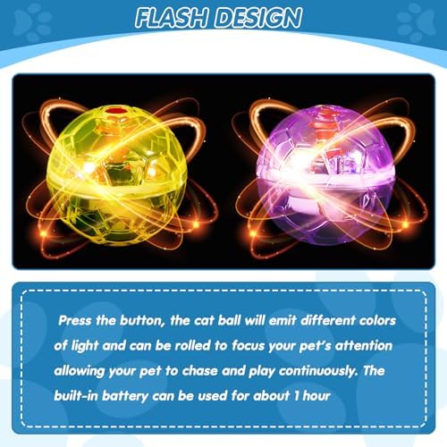 Frienda 4 Pcs Light up Cat Ball LED Motion Ghost Hunting Cat Ball, Bright - Image 3