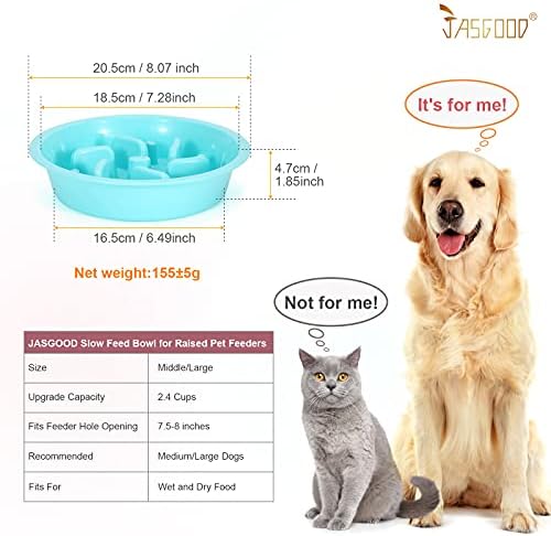 JASGOOD Slow Feeding Dog Bowl for Raised Pet Feeders Blue Maze Food Water Bowl Compatible with Elevated Diners(Blue,Fit Opening Fit Opening 7.5"-8") - Image 4