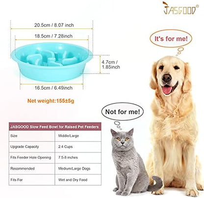 JASGOOD Slow Feeding Dog Bowl for Raised Pet Feeders Blue Maze Food Water Bowl Compatible with Elevated Diners(Blue,Fit Opening Fit Opening 7.5"-8") - Image 4