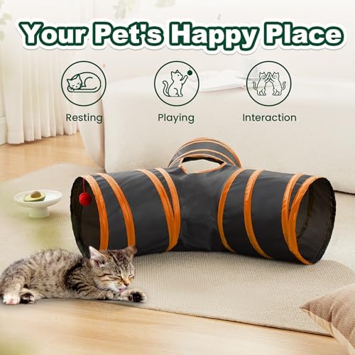 Love's cabin Cat Tunnel for Indoor Cats, 3-Way Collapsible Play Tunnel - Image 3