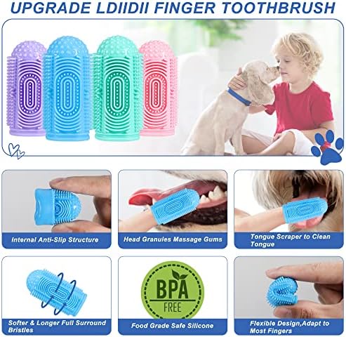 Dog Toothbrush 4 Pack Dog Tooth Brushing Kit Dogs Finger Toothbrush for Teeth Cleaning & Dental Care Cat Toothbrushs Doges Tooth Brush Puppy toothbrushs Pet Toothbrushes Finger Brush - Image 2