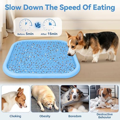 Snuffle Mat for Dogs 23.6" x 23.6" Silicone Large Slow Feeder Mat, Blue - Image 3