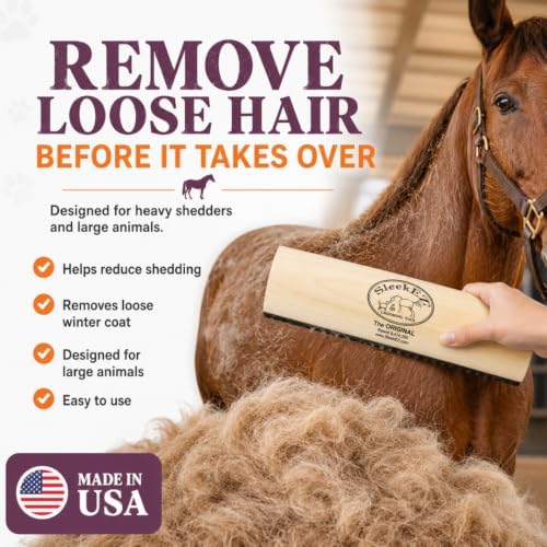 SleekEZ 10 Inch Horse Brush – Patented Horse Shedding Blade Made in USA - Removes Loose Hair & Undercoat - Deshedding Tool for Donkeys, Cows & Large Animals - Helps Reduce Seasonal Shedding - Image 5