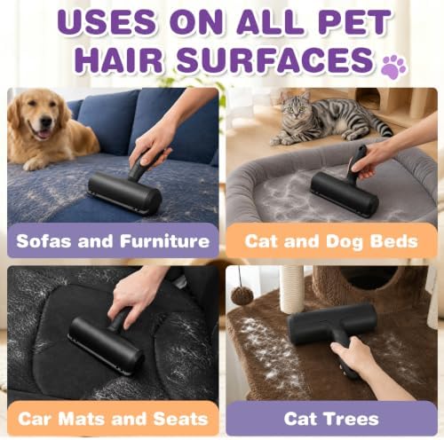 kissleaf Reusable Lint Roller, Portable, for Pet Hair on Couch & Car, Black - Image 5