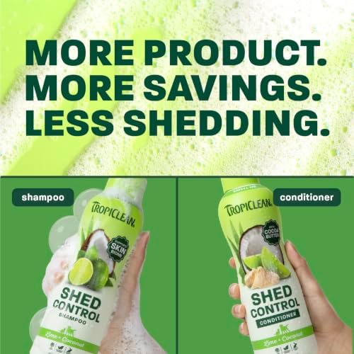 TropiClean Deshedding Dog Shampoo and Conditioner Set, Grooming Bundle for Shedding Control, Puppy Safe, Lime & Coconut Scent, Made in USA, 20 oz. - Image 3