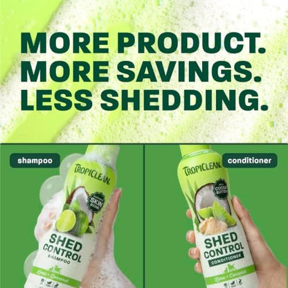 TropiClean Deshedding Dog Shampoo and Conditioner Set, Grooming Bundle for Shedding Control, Puppy Safe, Lime & Coconut Scent, Made in USA, 20 oz. - Image 3