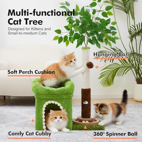 Woochpet Small Cat Tower with Cat Scratching Post,Short Cat Tree for Kitten - Image 2