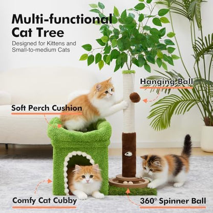 Woochpet Small Cat Tower with Cat Scratching Post,Short Cat Tree for Kitten - Image 2