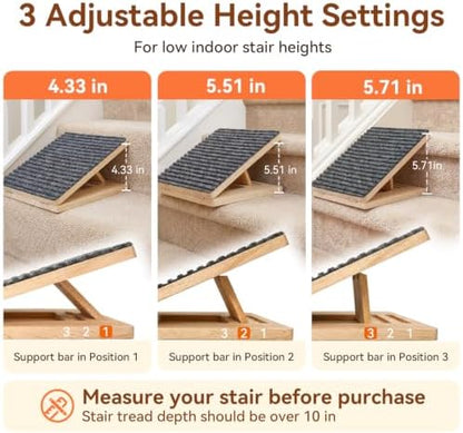 Dog Ramp for Stairs, Adjustable Non-Slip Wooden Ramp for Small Dogs, 4-Pack - Image 5