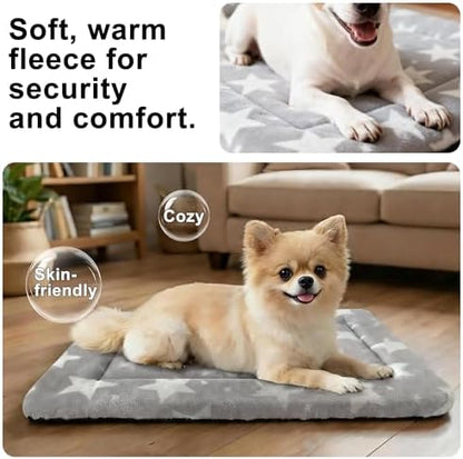 Dog Bed Mat – Soft & Comfortable Dog Kennel Pad for Crate – Durable Crate Bed & Mat for Dogs & Cats – Ideal for Crate, Kennel, and Home Use (Big&Little Stars Grey, S(24"*18"*1.5")) - Image 4