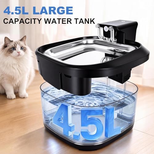 Wireless Cat Water Fountain, 3.2L Automatic Pet Drinking Fountain, Ultra Quiet Pump, BPA-Free Material, Triple Filtration System, Cordless Cat Water Dispenser Black for Cats & Small Dogs - Image 2