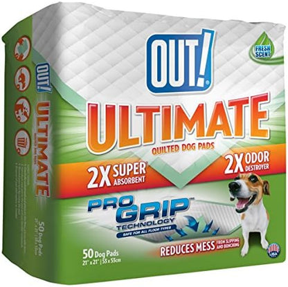 OUT! PetCare Large Dog Pee Pads, Leak Proof Training Pads, 21x21, 50 Count by OUT