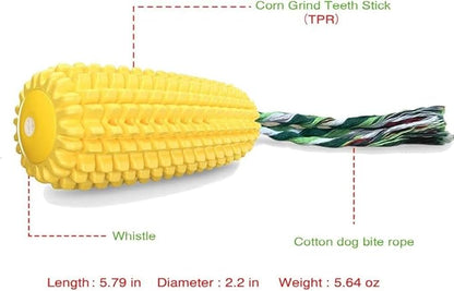 Interactive Squeaky Dog Chew Toy - Cleans Dogs Teeth - Tough and Durable for Aggressive Chewers, Suitable for Small, Medium, and Large Breeds. Features Chew Corn Stick Design