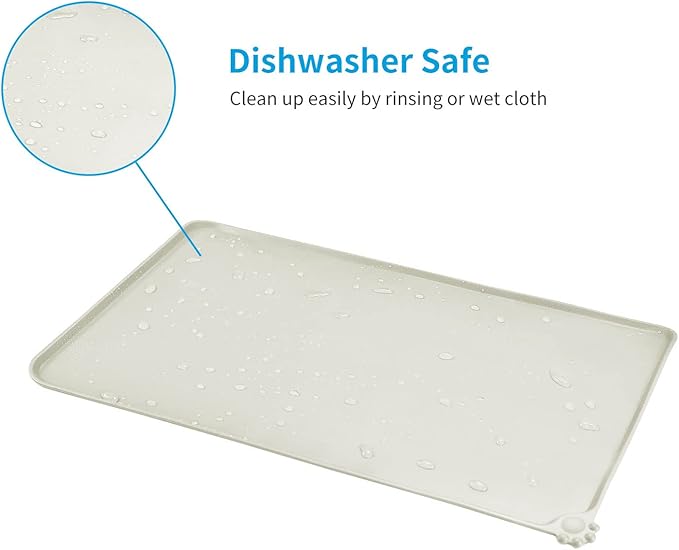 AUDWUD Silicone Waterproof Pet Feeding Mats,Anti Slip Bowl Pad, Dog Mat for Food and Water