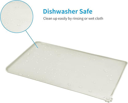 AUDWUD Silicone Waterproof Pet Feeding Mats,Anti Slip Bowl Pad, Dog Mat for Food and Water