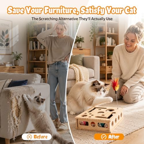 Cat Toys for Indoor Cats - Interactive Box Puzzle Toy Nail File Scratcher - Image 5