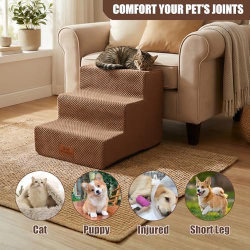 Dog Stairs for Small Dogs, 3-Step Pet Stairs for Couch, 2-Pack 13.6" - Image 4